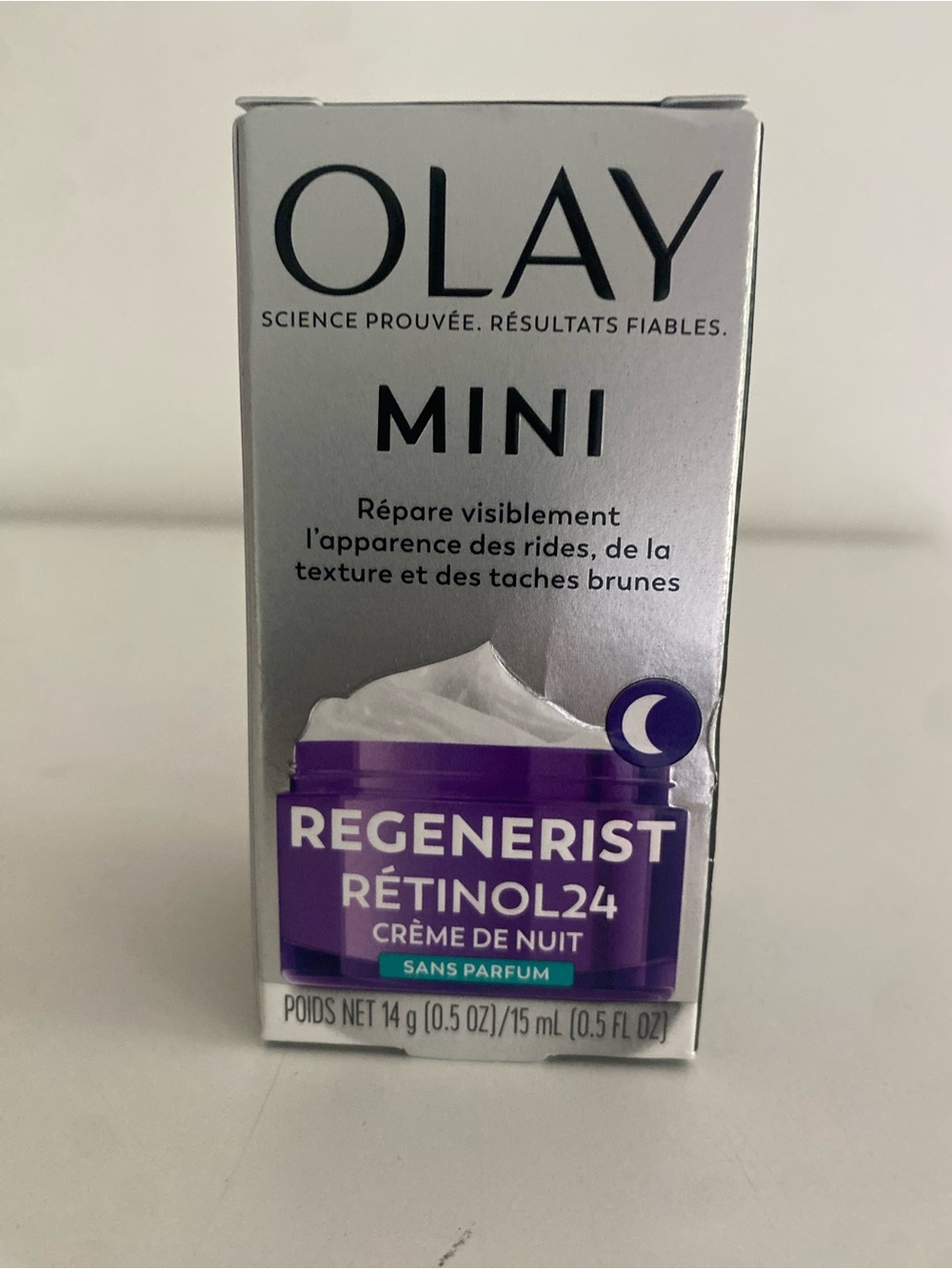 OLAY Regenerist Skincare Cream in Deep Purple Packaging with Silver Accents